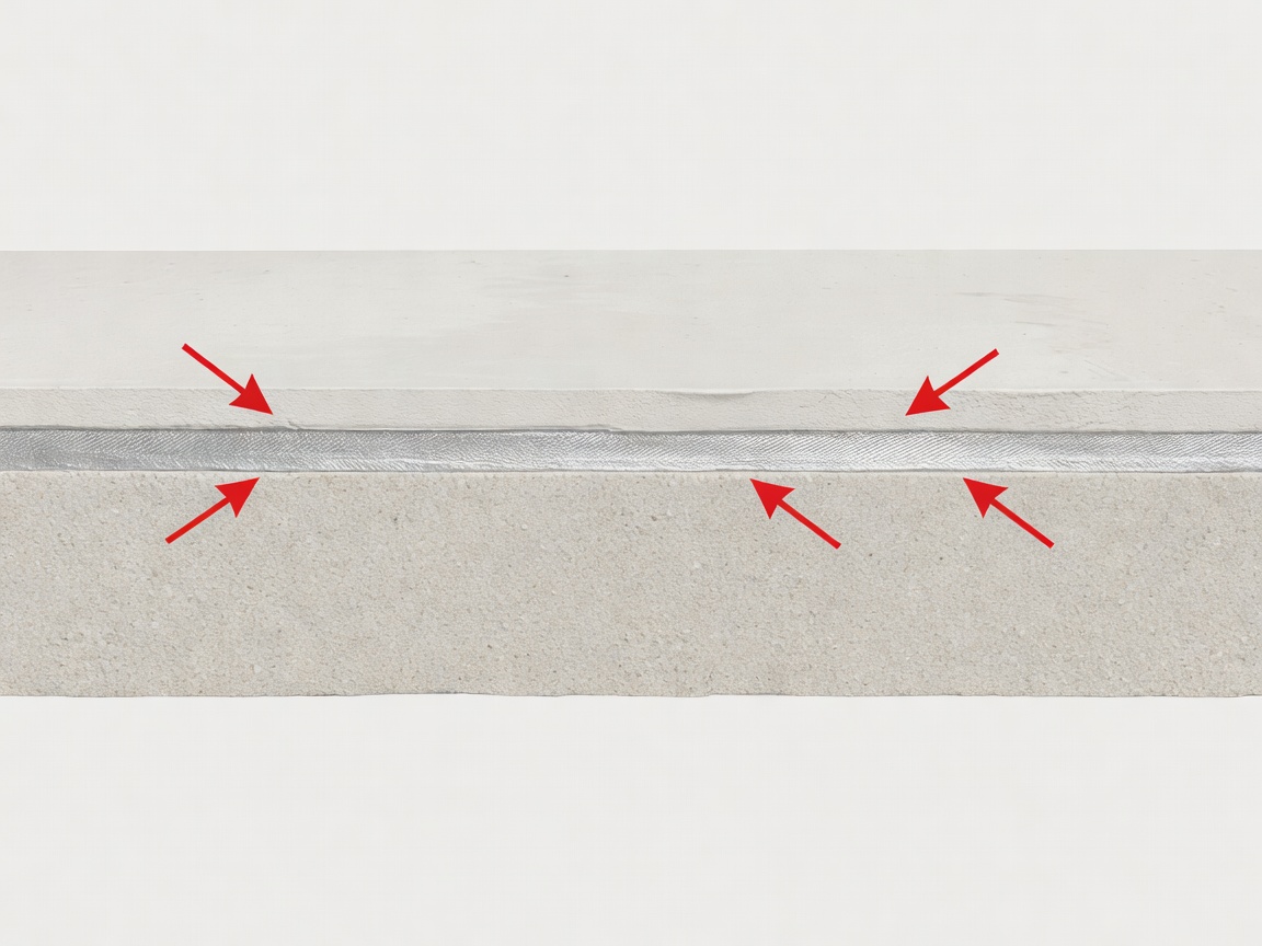 Illustrated mineral wall cross-section showing substrate and limewash layers with silver hatching and crimson annotations.